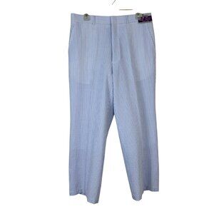 Vinci NEW Seersucker Trouser Pants Men 34R 100% Cotton Preppy Summer Lightweight